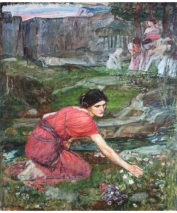 John William Waterhouse, Jungfrauen beim Blumepflücken an einem Bach (Studie). Um 1909-14