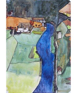 Egon Schiele, Stadt am blauen Fluss (Krumau). 1910