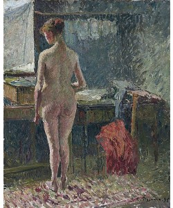 Camille Pissarro, Weiblicher Rückenakt in einem Interieur (Femme nue de dos dans un intérieur). 1895