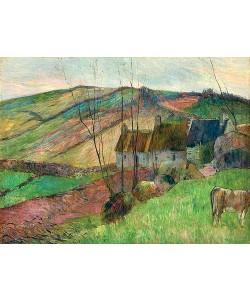 Paul Gauguin, Bauernhäuser am Fuß des Mont Sainte-Marguerite (Chaumières au flanc de la Montagne Sainte-Marguerite). 1888