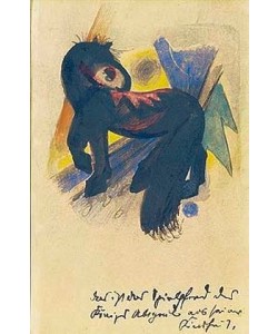 Franz Marc, Das Spielpferd des Königs Abigail aus seiner Kindheit. Postkarte an Else Lasker-Schüler.