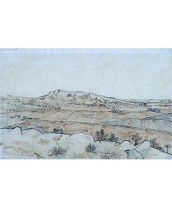 Vincent van Gogh, Vue de la Crau. Ansicht der Crau. Blick von der nahe Arles gelegenen Abtei Montmajour auf die Montagne des Cordes. 1888
