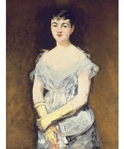 Édouard Manet, Portrait von Mademoiselle Isabelle Lemonnier (Junge Frau in einem Abendkleid). / Portrait de Mademoiselle Isabelle Lemonnier (Jeune femme en robe du bal). Um 1979 (Die Dargestellte ist die Tochter von Alexandre Gabriel Lemonnier, Hofjuwelie