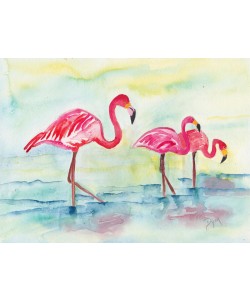 Beverly Dyer, Sunset Flamingoes I