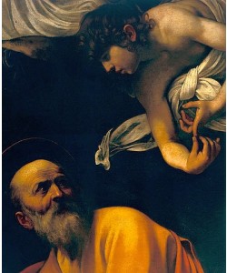 Michelangelo Merisi da Caravaggio, Der Heilige Matthäus mit Engel. Detail. 1600/01.
