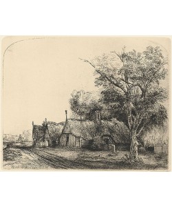 Rijn van Rembrandt, 3 farmhouses along the road