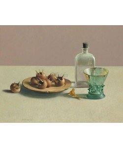 Henk Helmantel, Still life with glassware and medlars