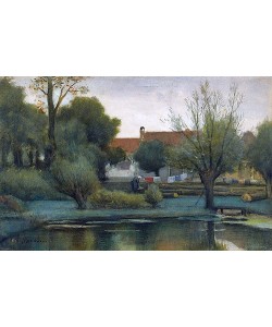 Piet Mondrian, Bauernhof mit Wäsche und Bäumen. 1895