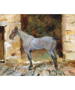 Henri de Toulouse-Lautrec, Angebundenes Pferd (Cheval attaché). Ca. 1881