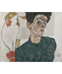 Egon Schiele, Selbstbildnis mit Lampionfrüchten. 1912