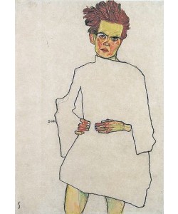Egon Schiele, Selbstbildnis mit Hemd. 1910