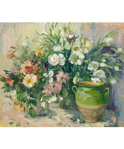 Carla Rodenberg, Green vase and bouquet