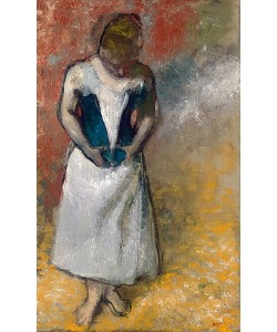 Edgar Degas, Stehende Frau von vorne, ihr Korsett schließend (Femme debout et vue de face, agrafant son corset). 1883