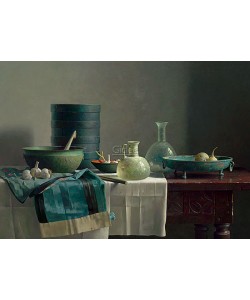 Henk Helmantel, Roman glass and chinese skirt on Spanish table