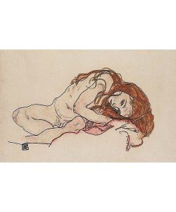 Egon Schiele, Kauerndes Mädchen mit gesenktem Kopf. 1918