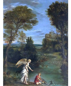 Domenico (Domenichino) Zampieri, Landschaft mit Tobias und dem Engel. Um 1610-13