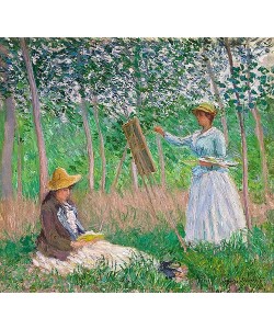 Claude Monet, Im Garten von Giverny: Blanche Hoschedé an der Staffelei und Suzanne Hoschedé beim Lesen. 1887