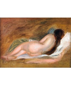 Pierre-Auguste Renoir, Schlafender Akt von hinten, ockerfarbener Hintergrund (Nu Couche, vu de Dos, sur fond Ocre). Ca. 1885