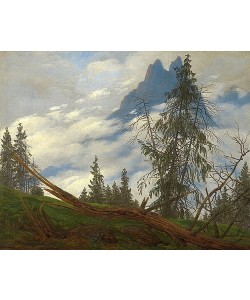Caspar David Friedrich, Berggipfel mit ziehenden Wolken. Um 1835
