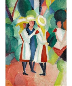 August Macke, Drei Mädchen mit gelben Strohhüten (I). 1913