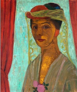 Paula Modersohn-Becker, Selbstbildnis mit Hut und Schleier. 1906-07