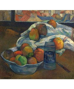 Paul Gauguin, Obstschale und Krug vor einem Fenster. Wohl 1890