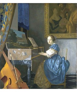 Jan Vermeer van Delft, Junge Frau, an einem Virginal sitzend. Um 1670-72