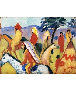 August Macke, Reitende Indianer beim Zelt. 1911