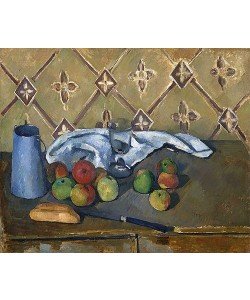 Paul Cézanne, Früchte, Serviette und Milchkanne (Fruits, serviette et boîte à lait). Um 1880
