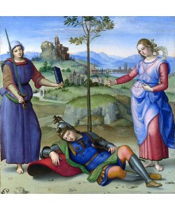 Raffael (Raffaello Sanzio), Allegorie oder Vision eines Ritters. Um 1504