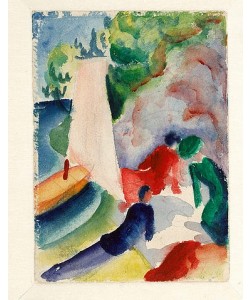 August Macke, Picknick am Strand (Picknick nach dem Segeln). 1913