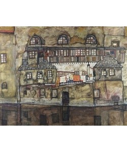 Egon Schiele, Hauswand am Fluss. 1915.