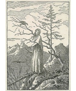 Caspar David Friedrich, Frau mit Raben am Abgrund. Um 1801/02