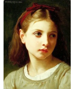 William Adolphe Bouguereau, Une Petite Fille (Porträt eines Mädchens mit roter Haarschleife). 1886.