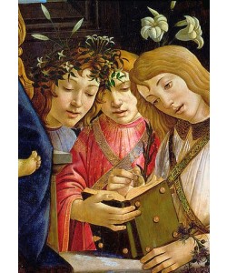 Sandro Botticelli, Maria mit dem Kind, Johannes dem Täufer und Engeln. Detail. Around 1490.