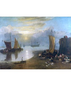 Joseph Mallord William Turner, Sonnenaufgang im Dunst. Fischer beim Ausnehmen und Verkaufen von Fischen. Vor 1807