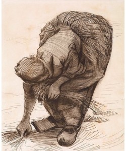 Vincent van Gogh, Paysanne arrachant de l'herbe. / Ährenleserin. 1885.