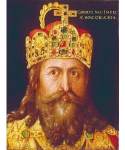 Albrecht Dürer, Idealbildnis Kaiser Karls des Großen im Krönungsornat mit der Reichskrone. Nürnberg, 1517.