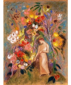 Odilon Redon, Frauengestalt in Blumen. 1904.