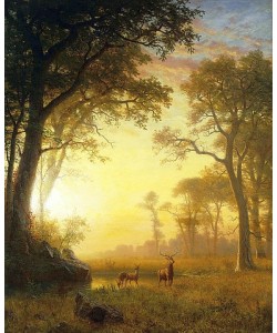 Albert Bierstadt, Sonnenbeschienene Lichtung (Light in the Forest).