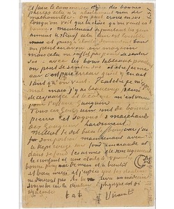 Vincent van Gogh, Seite eines Briefes von Vincent an seinen Bruder Theo. 1888. Recto: Eine Zeichnung mit Feder und Tinte, die das Gelbe Haus von Arles zeigt.