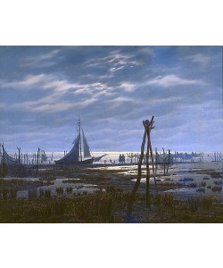 Caspar David Friedrich, Sumpfiger Strand (oder: Meeresufer bei Mondschein)