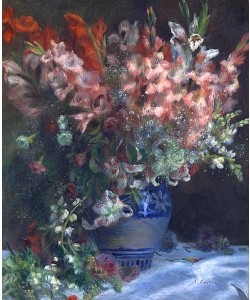 Pierre-Auguste Renoir, Gladiolen in einer Vase. Um 1875