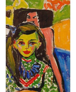 Ernst Ludwig Kirchner, Fränzi vor geschnitztem Stuhl. 1910.
