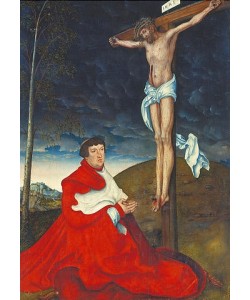 LUCAS CRANACH Der Ältere, Kardinal Albrecht von Brandenburg in Anbetung vor dem Gekreuzigten. 1520er