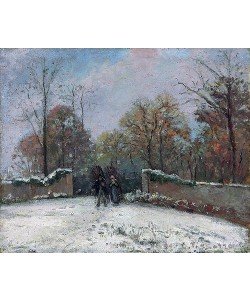 Camille Pissarro, Am Waldrand in Marly bei Schnee / Entrée de la forêt de Marly, effet de neige. Um 1870