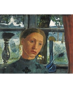 Paula Modersohn-Becker, Mädchenkopf vor einem Fenster. Um 1902.