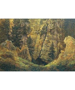 Caspar David Friedrich, Felsental (Das Grab des Arminius). Um 1813.