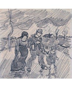 Vincent van Gogh, Paar mit Kind auf einer Straße im Regen. 1890