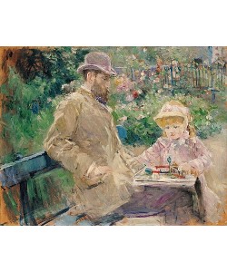 Berthe Morisot, Eugène Manet mit seiner Tochter im Garten in Bougival. Um 1881